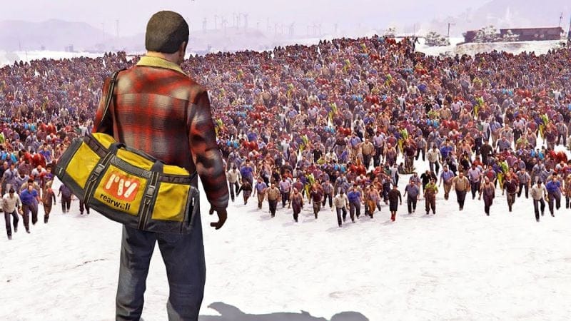 قراند 5 : أعداد هائلة في كارثة الزومبي الواقعية | GTA V Frozen Los Santos & Zombie Outbreak