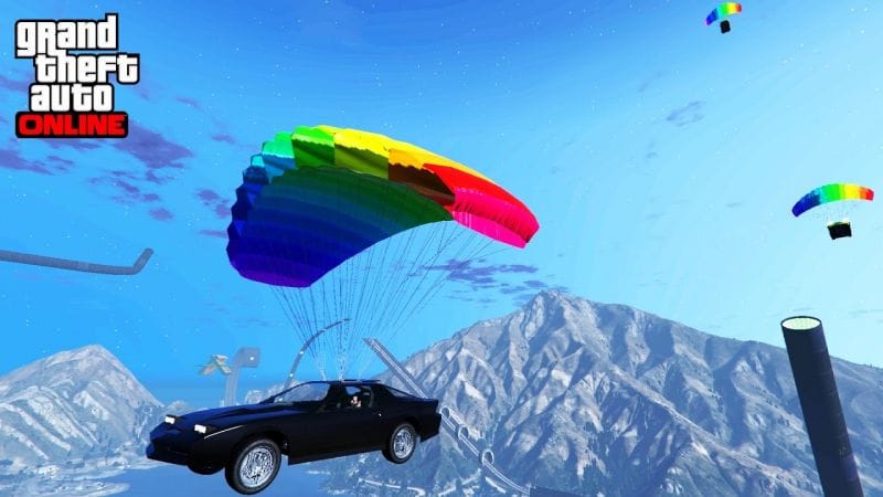 الطيران بسيارة المظلة مع أفضل السباقات على الإطلاق في قراند 5 أونلاين | GTA V Online
