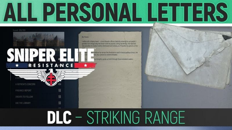 Sniper Elite: Resistance - Striking Range - All Personal Letter Locations