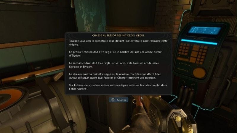 The Outer Worlds 2 - Énigme Chasse au trésor des initiés de l'ordre