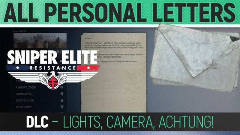 Sniper Elite: Resistance - Lights, Camera, Achtung! - All Personal Letter Locations