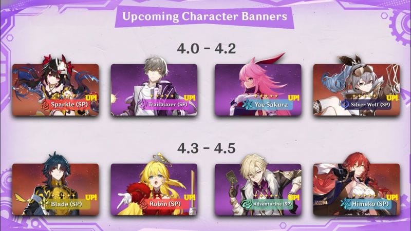 NEW UPDATE! 4.0-4.5 ALL SPECIAL CHARACTERS FORM BANNER ROADMAP! SPARKLE, ROBIN - Honkai Star Rail