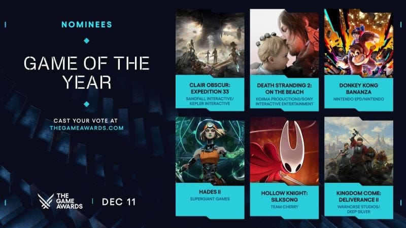 Voici toutes les nominations pour les Game Awards 2025.