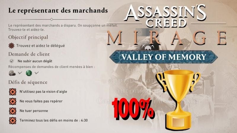 LE REPRÉSENTANT DES MARCHANDS CONTRAT 100% / Tous les défis de Séquence ASSASSIN'S CREED MIRAGE