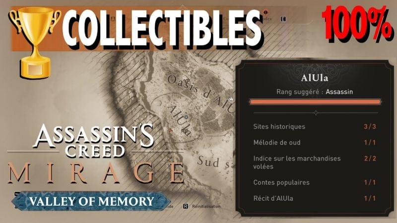 ALULA 🏆 : SITE / MÉLODIE / INDICE / CONTE / RÉCIT Tous les collectibles 100% ASSASSIN'S CREED MIRAGE
