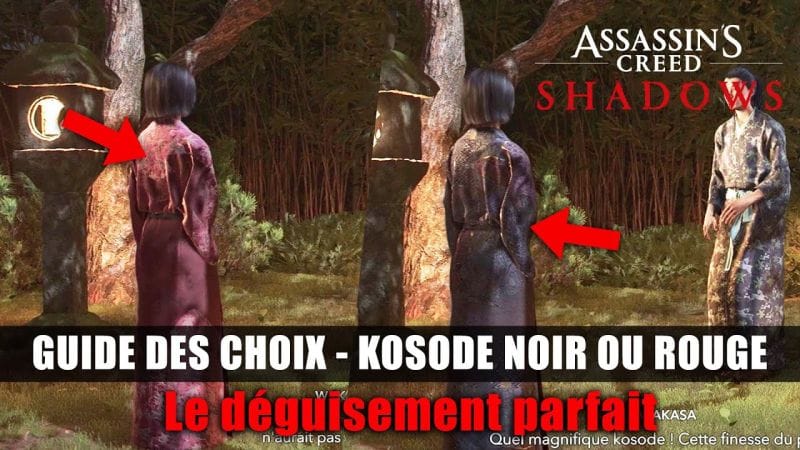 Assassin's Creed Shadows : Kosode Rouge ou Noir avec Naoe (Le déguisement parfait) Guide des CHOIX