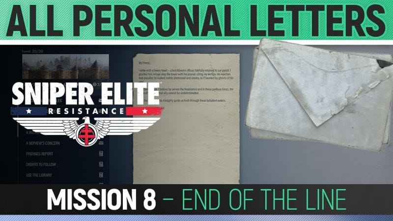 Sniper Elite: Resistance - Mission 8 - All Personal Letter Locations 🏆 End of the Line