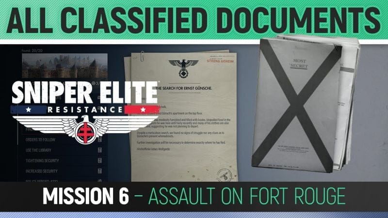 Sniper Elite: Resistance - Mission 6 - All Classified Document Locations 🏆 Assault on Fort Rouge