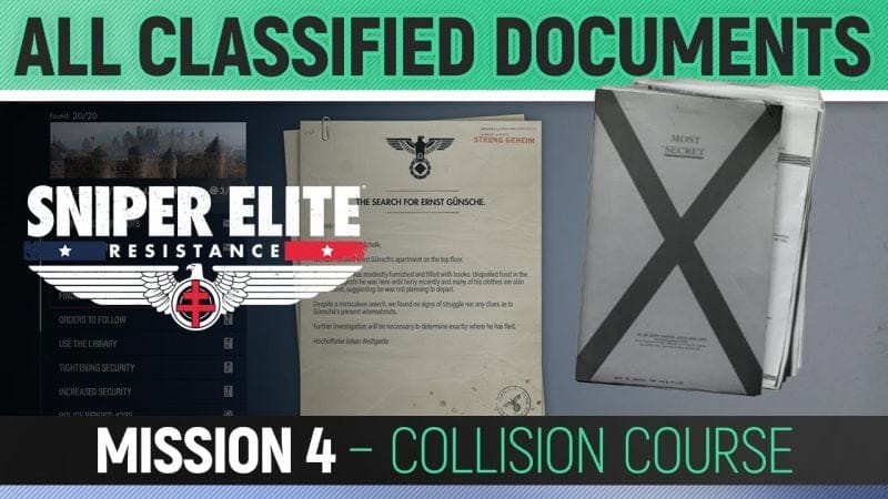 Sniper Elite: Resistance - Mission 4 - All Classified Document Locations 🏆 Collision Course