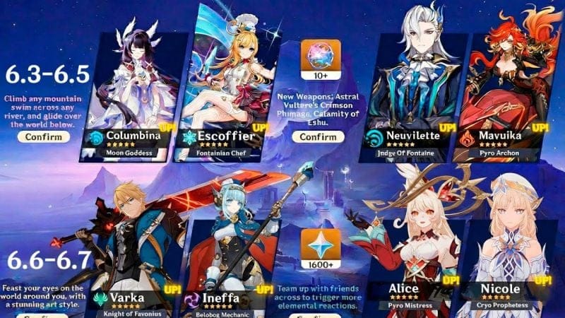 NEW UPDATE! 6.3 - 6.7 BANNER ROADMAP UPDATED! + Alice and Nicole Debut - Genshin Impact