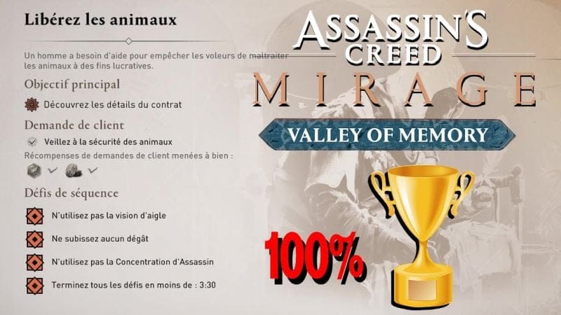 PAQUET PRÉCIEUX & LIBÉREZ LES ANIMAUX CONTRAT / Tous les défis de Séquence ASSASSIN'S CREED MIRAGE