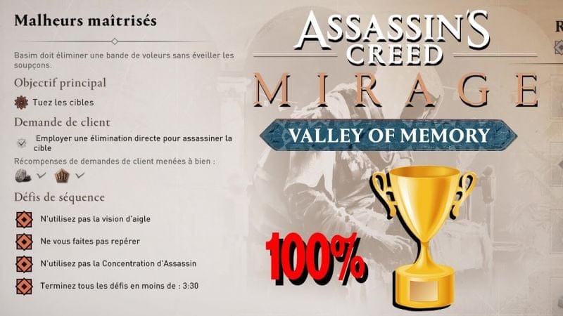 MALHEURS MAÎTRISÉS  CONTRAT 100% / Tous les défis de Séquence ASSASSIN'S CREED MIRAGE