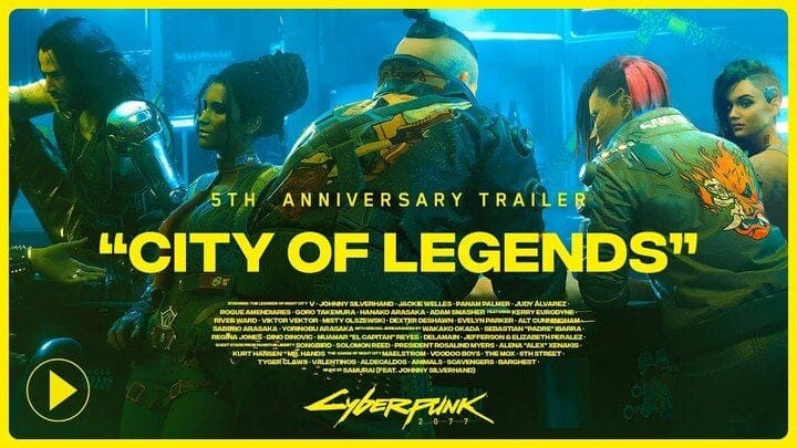 Cyberpunk 2077 célèbre ses cinq ans avec une nouvelle vidéo