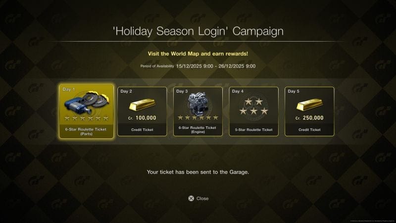 Jouez à Gran Turismo entre le 15 décembre 2025 et le 4 janvier 2026 pour obtenir des récompenses grâce à deux campagnes spéciales ! - Informations - Gran Turismo 7 - gran-turismo.com