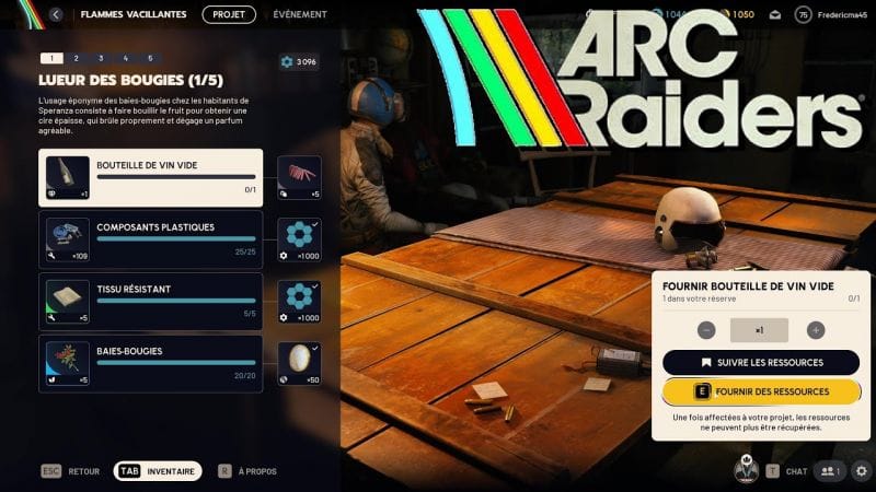 PROJET FLAMMES VACILLANTES Niveau 1 - LUEUR DES BOUGIES 1/5  ARC RAIDERS