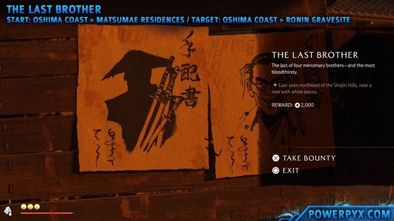 Ghost of Yotei - The Last Brother Bounty Location