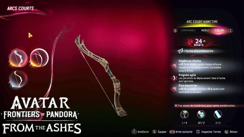 Où Trouver l'ARC COURT KAME'TIRE - LACS DE TULLE - AVATAR DLC FROM THE ASHES / D'ENTRE LES CENDRES