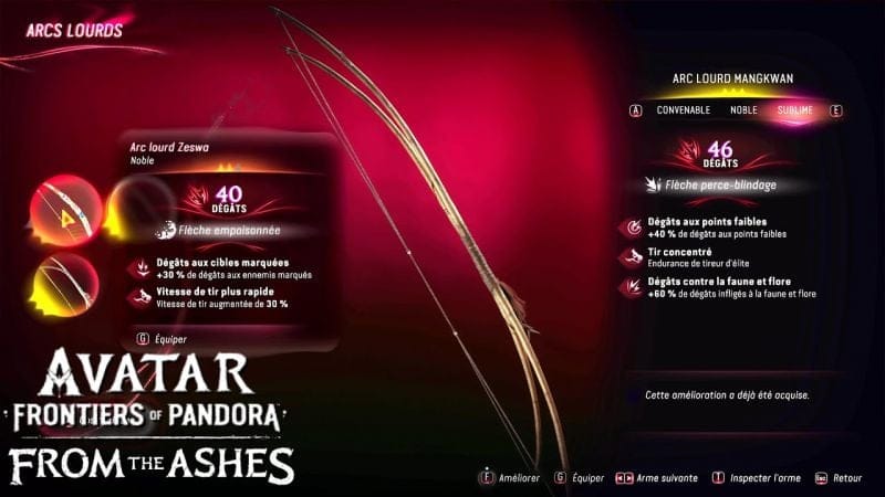 Où Trouver l'ARC LOURD ZESWA - Flèches Ascendantes - AVATAR DLC FROM THE ASHES / D'ENTRE LES CENDRES