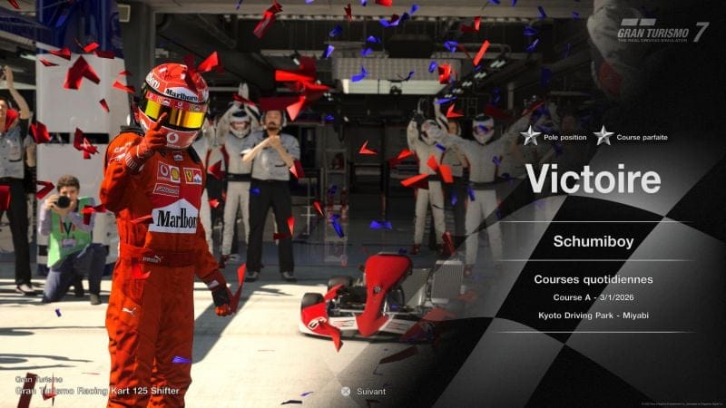 Une course de kart, pole victoire et course parfaite pour un anniversaire!