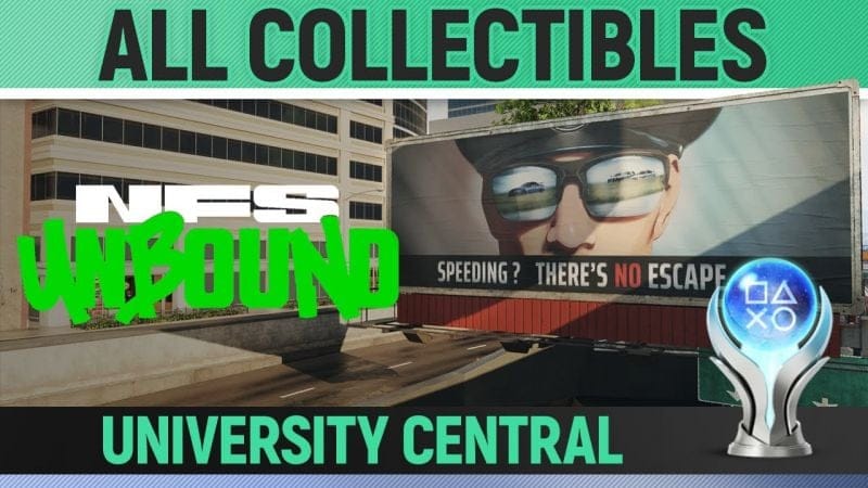 Need for Speed Unbound - University Central - All Collectibles 🏆 Bear Champs, Street Art, Billboards