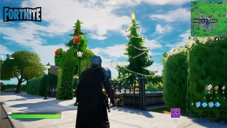 Fortnite, saison 5 : danser près de différents sapins de Noël (Défi de l'opération chute de neige)