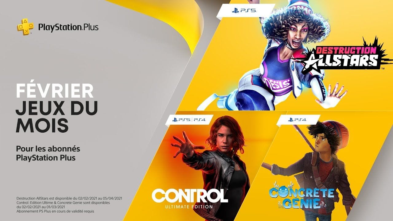 PlayStation Plus | Février 2021 | Destruction AllStars, Control: Ultimate Edition, Concrete Genie