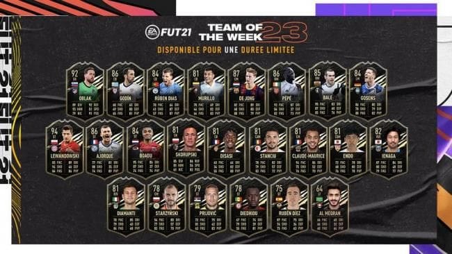 FIFA 21 : TOTW 23 : Lewandowski, Oblak et de Jong se distinguent - FIFA 21 - GAMEWAVE