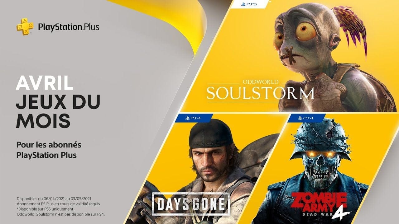 PlayStation Plus | Avril 2021 | Days Gone, Oddworld: Soulstorm et Zombie Army 4: Dead War | PS5, PS4