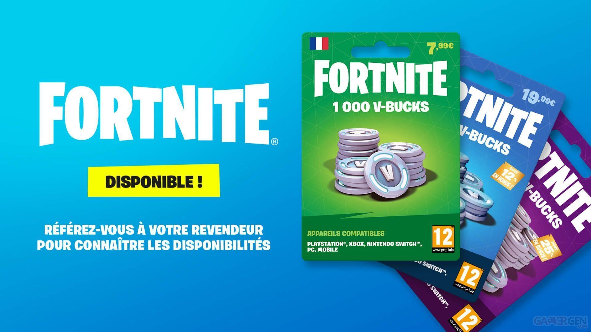 Les cartes V-Bucks sont bientôt disponibles en France