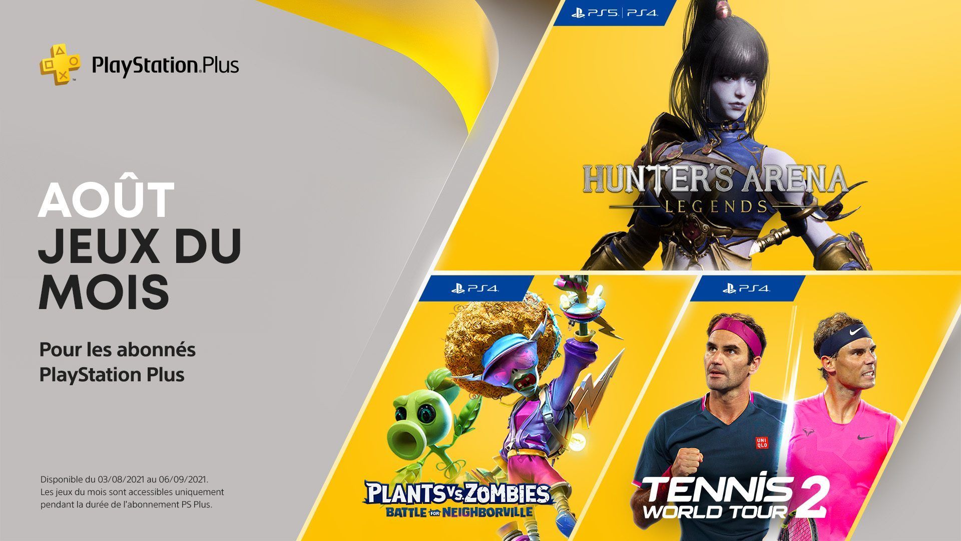 Vos jeux PlayStation Plus du mois d’août : Hunter’s Arena: Legends, Plants vs. Zombies : La Bataille de Neighborville, Tennis World Tour 2
