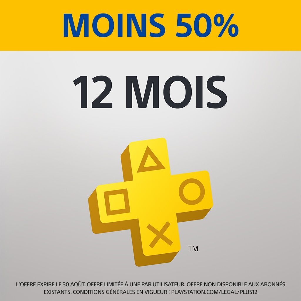PlayStation Plus : abonnement de 12 mois - 50% de remise