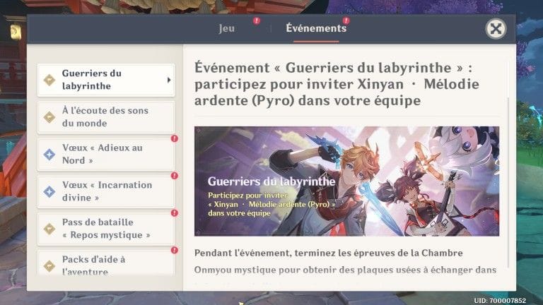 Genshin Impact, événement "Guerriers du labyrinthe" : un héros gratuit vous attend !