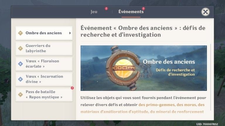Genshin Impact, l'événement "Ombre des anciens" : notre guide complet
