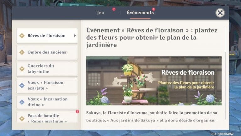 Genshin Impact, événement "Rêves de floraison" : des récompenses à la clé