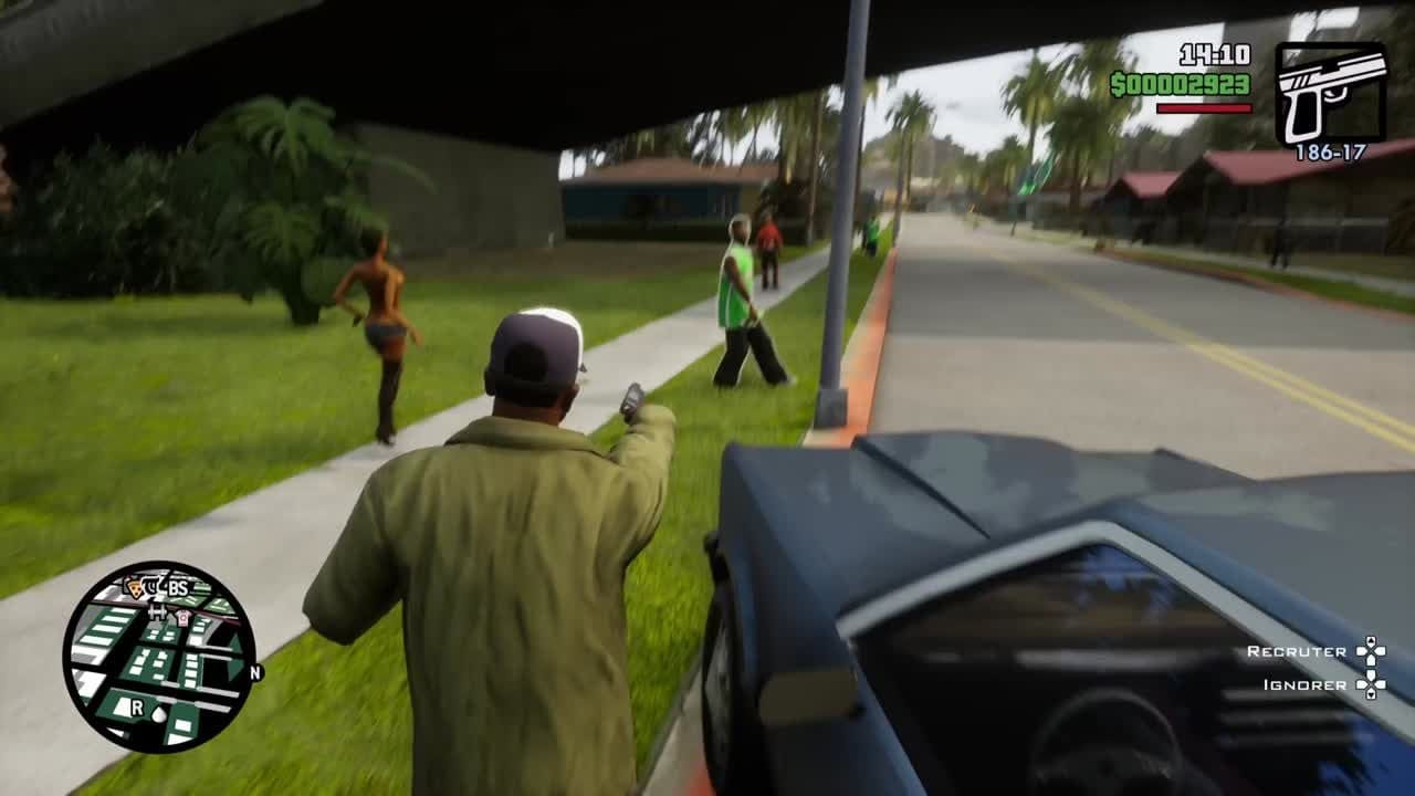 Gameplay GTA Trilogy : San Andreas, carnage à Grove Street ! - jeuxvideo.com
