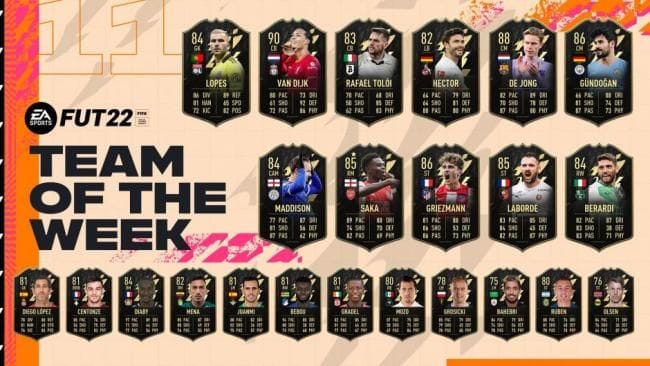 FIFA 22 : TOTW 11 : van Dijk, de Jong et Griezmann rayonnent - FIFA 22 - GAMEWAVE