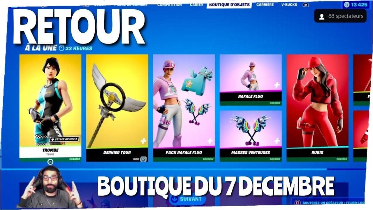 Retour Pack Légendes givrés, Boutique FORTNITE du 7 décembre, item shop december 7