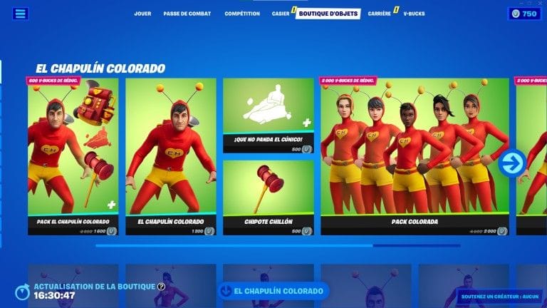 Fortnite, boutique du jour 28 avril 2022