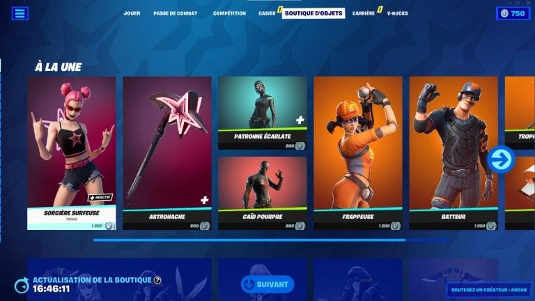 Fortnite, boutique du jour 9 mai 2022