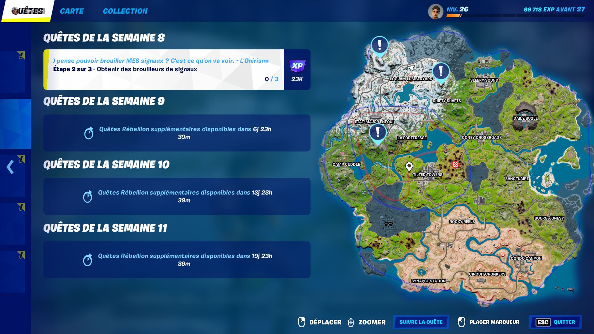 Obtenir des brouilleurs de signaux Fortnite, défi semaine 8 saison 2 chapitre 3