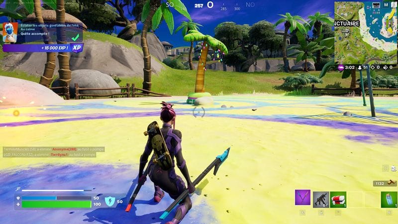 Eclater les objets gonflables de l'été Au calme dans Fortnite, défi Eté au calme