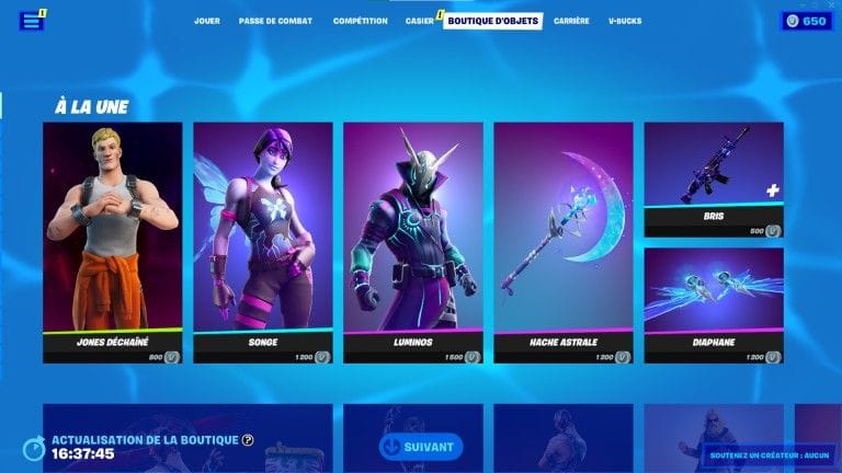 Fortnite : boutique du jour 2 aout 2022