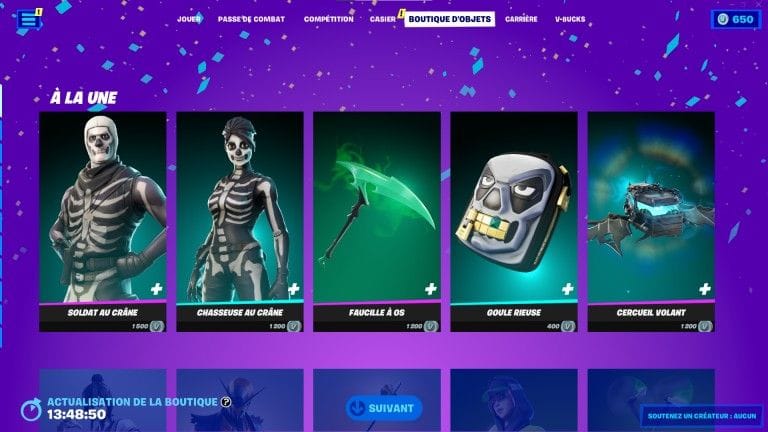 Fortnite : boutique du jour 4 octobre 2022