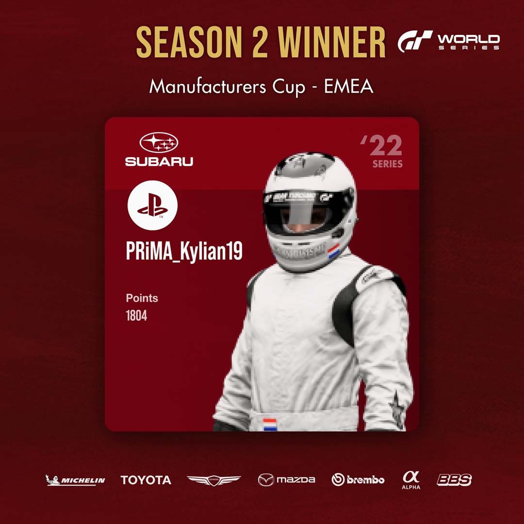 Le débutant très prometteur PRiMA_Kylian19 remporte une deuxième victoire consécutive pour Subaru ! - Rapport de course - Gran Turismo 7 - gran-turismo.com
