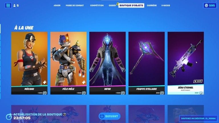 Fortnite : boutique du jour 9 novembre 2022