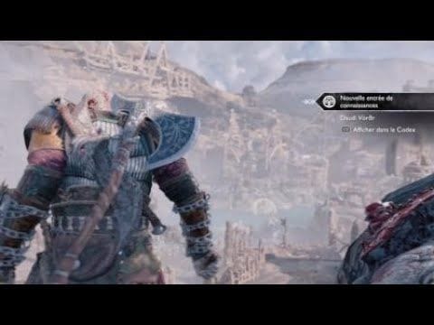 God of War Ragnarök décapitation d un troll avec la hache de leviathan