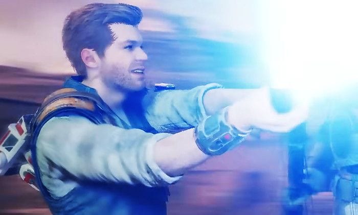 Star Wars Jedi Survivor : le grappin et le double sabre-laser mis en situation dans une vidéo de gameplay