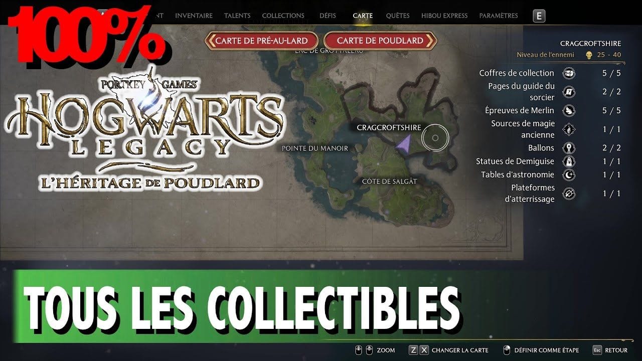 CRAGCROFTSHIRE - TOUS LES COLLECTIBLES COFFRE / PAGE / STATUE ... - HOGWARTS LEGACY