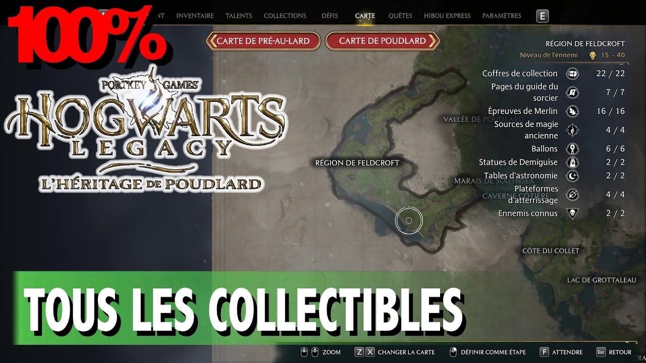 RÉGION DE FELDCROFT - TOUS LES COLLECTIBLES COFFRE / PAGE / STATUE ... - HOGWARTS LEGACY