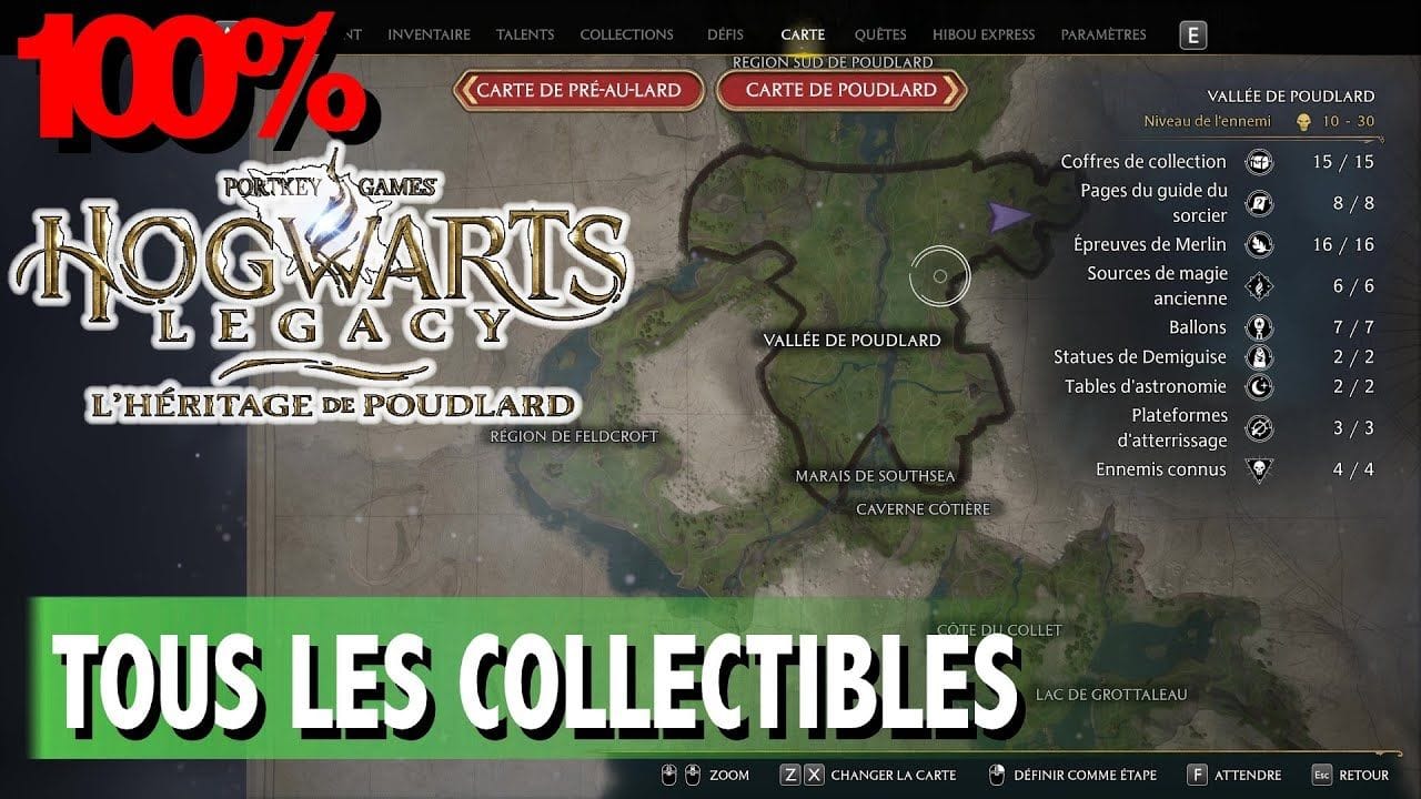 VALLÉE DE POUDLARD - TOUS LES COLLECTIBLES COFFRE / PAGE / STATUE ... - HOGWARTS LEGACY